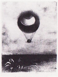 The eye like a strange balloon goes to infinity by Odilon Redon